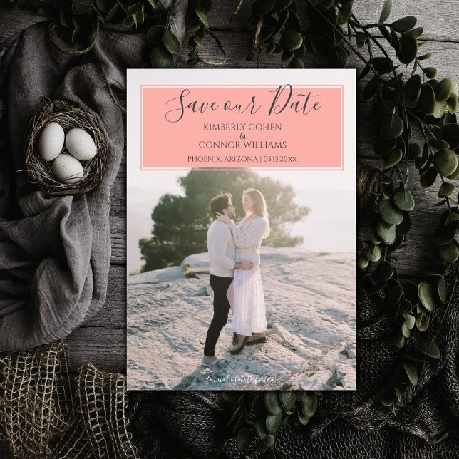 Modern Photo Save the Date | Coral (Coral Modern Photo Save the Date)