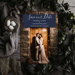 Modern Photo Save the Date Navy