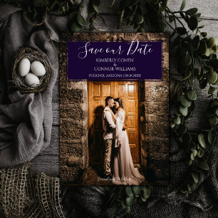 Modern Photo Save the Date   Purple