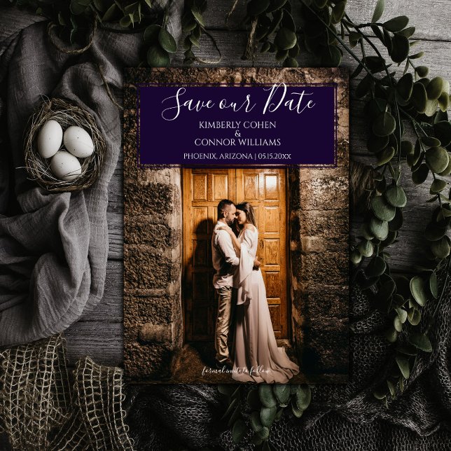 Modern Photo Save the Date | Purple (Purple Modern Photo Save the Date)