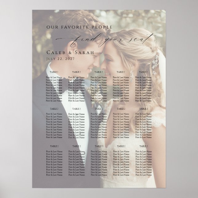 Modern photo seating plan up to 15 tables  poster (Vorne)