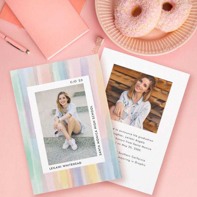 Modern Photo Watercolor Graduation Announcement Ankündigung (Von Creator hochgeladen)