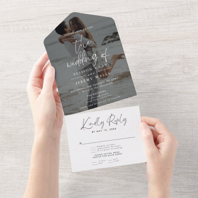 Modern Photo Wedding All in One Invitation (Déchirure)