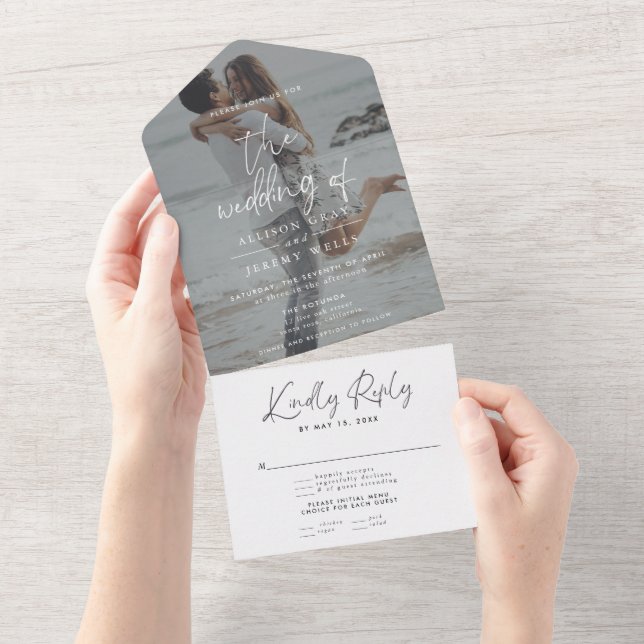 Modern Photo Wedding All in One Invitation (Déchirure)