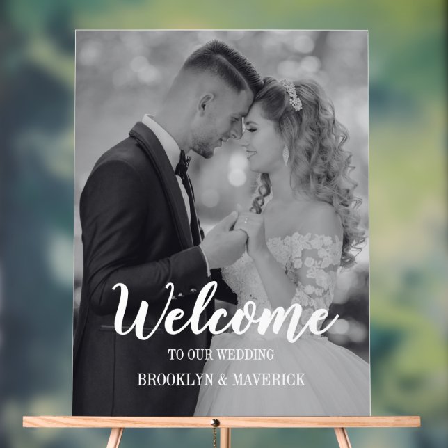 Modern Photo Welcome Wedding Acrylschild (Neutral)