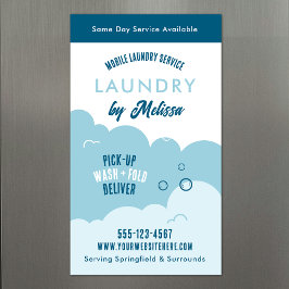 Modern Pick-Up Laundry Service Blue & White Magnet