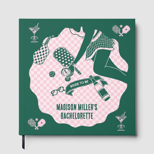 Modern Pickleball & Prosecco Bachelorette Weekend Gästebuch (Vorderseite)