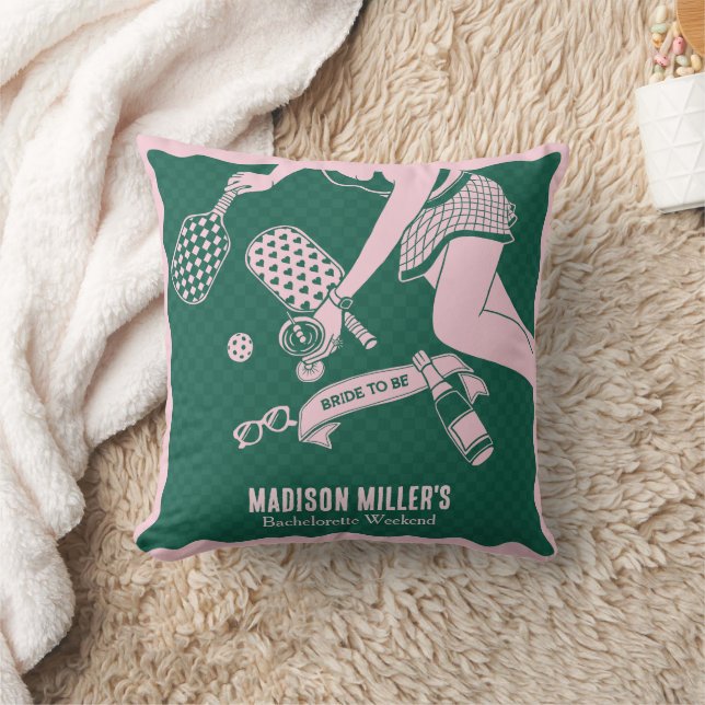 Modern Pickleball & Prosecco Bachelorette Weekend Kissen (Decke)