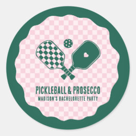 Modern Pickleball & Prosecco Bachelorette Weekend Runder Aufkleber