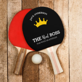 Modern Ping Pong Player Name Crown White Text Tischtennis Schläger