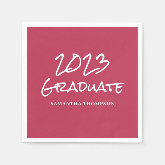 Modern Pink 2023 Abschluss Name Serviette (Vorderseite)