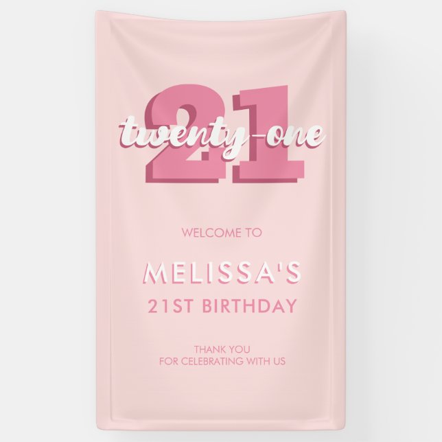 Modern Pink 21. Geburtstag Banner (Vertikal)