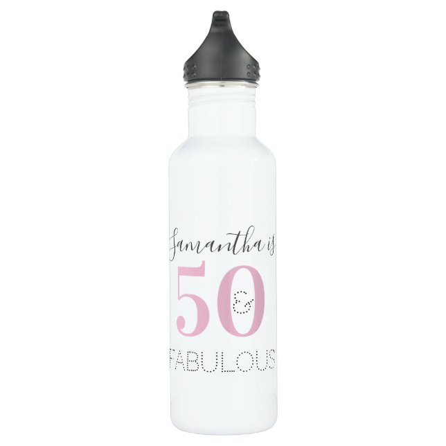 Modern Pink 50 und fabelhaft Geburtstag Personalis Edelstahlflasche (Rechts)