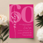 Modern Pink 60. Geburtstagsparty Einladung<br><div class="desc">Diese minimalistische Typografie aus dem 30. Jubiläum-Party Einladung ist perfekt für eine moderne Geburtstagsparty. Das schlichte Design mit klassisch weißem Schriftart auf rosa Hintergrund. Anpassbar in jeder Farbe. Behalt das Design minimal und elegant, wie es ist, oder personalisiere es durch Hinzufügen von eigenen Grafiken und Kunstwerken. Für eine erweiterte Anpassung...</div>