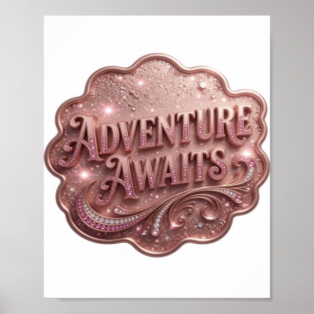 Modern Pink ABENTEUER WARTET v2 Poster (Vorne)