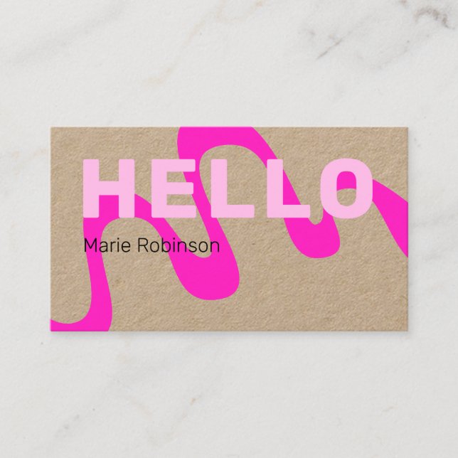 Modern Pink Abstrakt Wave Hello Kraft Visitenkarte (Vorderseite)