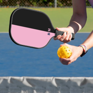 Modern Pink And Black Monogram Custom Pickleball Schläger