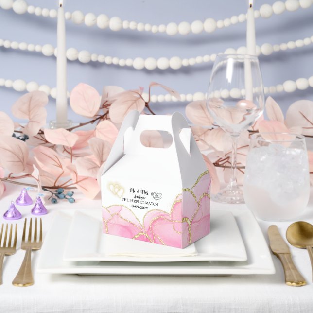 Modern Pink and Gold Mr. and Mrs. Geschenkschachtel (Hochzeit)