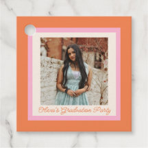 Modern Pink and Orange Border Photo Graduation