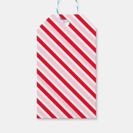 Modern Pink and Red Striped Christmas Geschenkanhänger