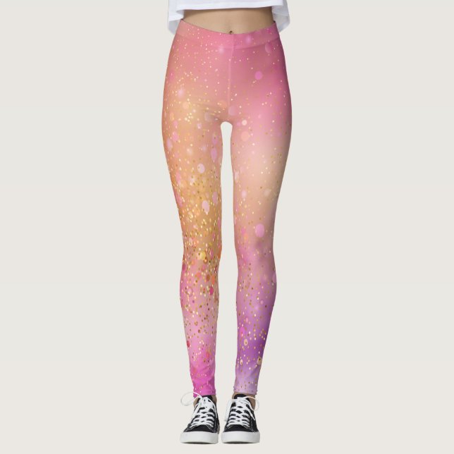 Modern Pink Blue Sparkle Leggings (Vorderseite)