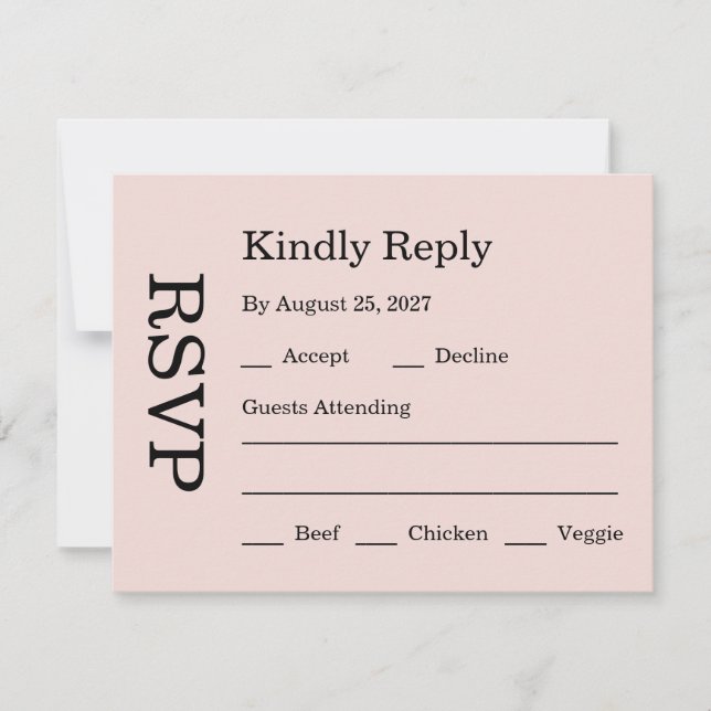 Modern Pink Blush wedding RSVP Karte (Vorderseite)