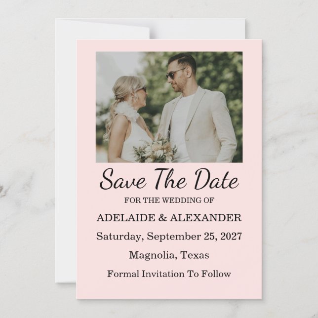 Modern Pink Blush Wedding Save The Date Magneteinladung (Vorderseite)