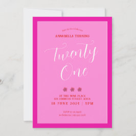Modern Pink Bold 21. Geburtstag Einladung