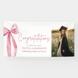 Modern Pink Bow Coquette Abschluss Gratulation Banner