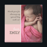 Modern Pink Brown Vielen Dank Foto Magnet<br><div class="desc">Ein modernes Design macht einen besonderen Dank für jeden Anlass. Dieser Magnet ist hier mit einem Foto für Kleinkinder dargestellt und ist ein schöner Gefallen für eine Taufe oder Taufe für Ihr kleines Mädchen.</div>