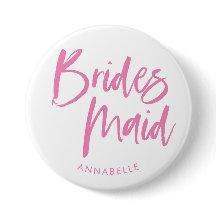 Modern Pink Brush Script Bridesmaid Name