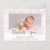 Modern Pink Calligraphy Foto Baby Girl Vielen Dank