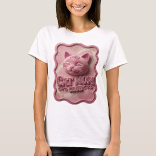 Modern Pink CAT MOM CLUB T-Shirt