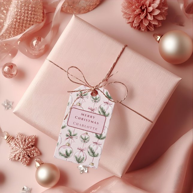 Modern Pink Christmas Ornament Gift Tag Geschenkanhänger (Von Creator hochgeladen)