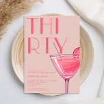 Modern Pink Cocktail 30. Geburtstag Einladung<br><div class="desc">Moderne Einladung zum 30. Geburtstag mit eleganter Typografie und minimalistischem Design in rosa Farbe</div>