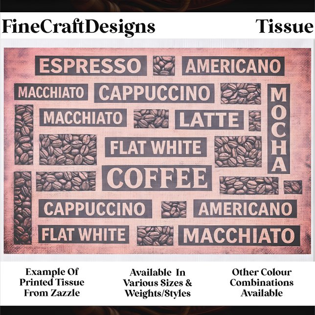 Modern Pink Coffee Cafe Typography FC9 Decoupage Seidenpapier (Von Creator hochgeladen)