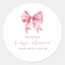 Modern Pink Coquette Bow Vielen Dank Baby Dusche Runder Aufkleber