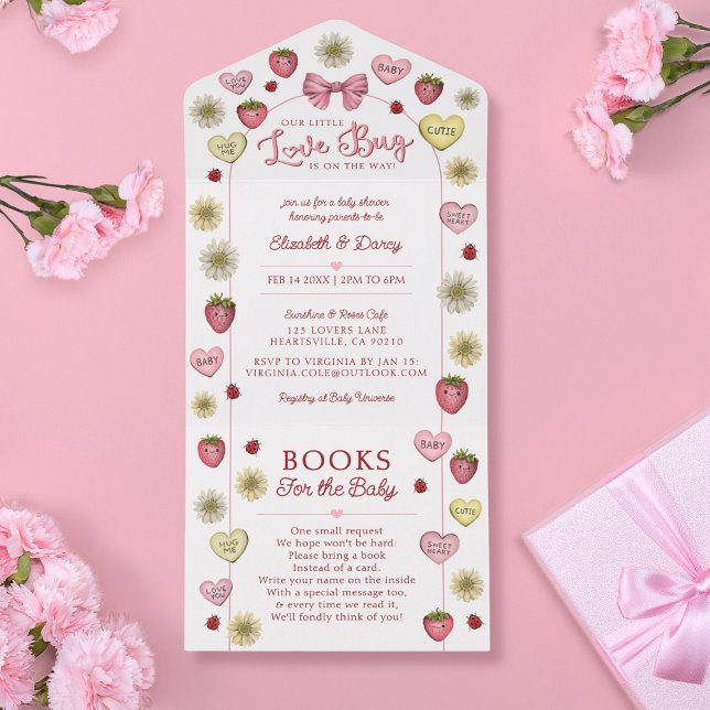 Modern Pink Couples Valentines Theme Baby Shower All In One Einladung (Von Creator hochgeladen)
