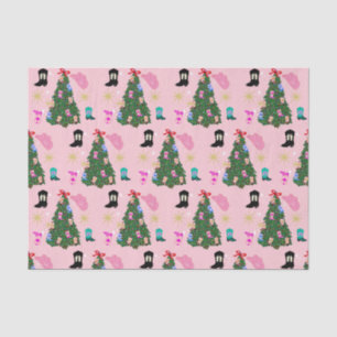 Modern Pink Cowgirl Western Boots Christmas Tree Seidenpapier