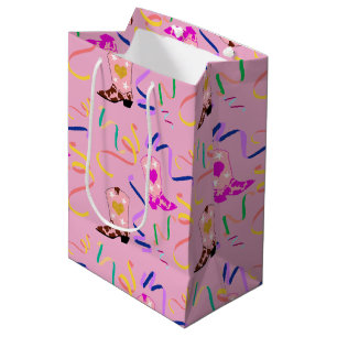Modern Pink Cowgirl Western Boots Confetti Mittlere Geschenktüte