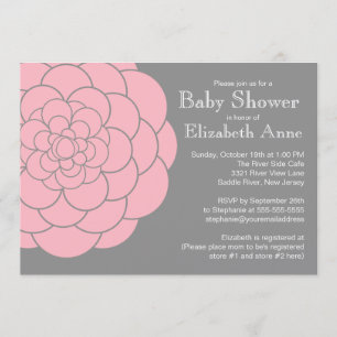Modern Pink Dahlia Bloom Floral Girl Babydusche Einladung