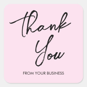 Modern Pink Danke, Script Quadratischer Aufkleber