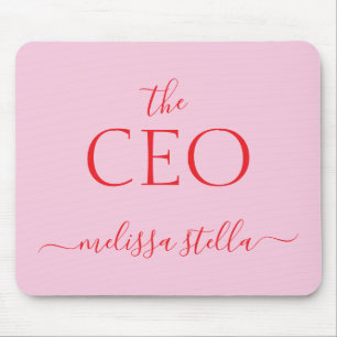 Modern Pink Der CEO-Name Bestes Mädchen-Geschenk Mousepad