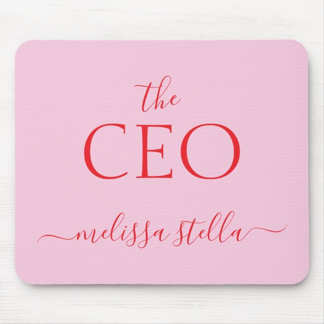 Modern Pink Der CEO-Name | Bestes Mädchen-Geschenk Mousepad (Vorne)