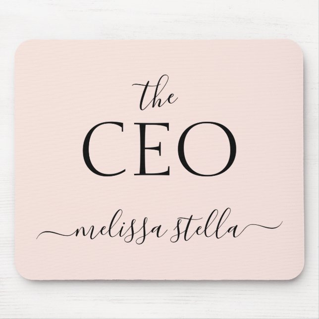 Modern Pink Der CEO Name | Bestes Mädchen-Geschenk Mousepad (Vorne)