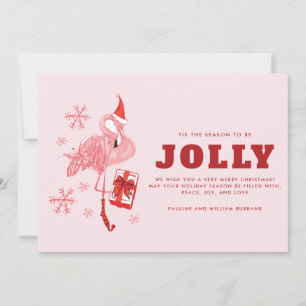 Modern Pink Flamingo Custom Christmas Feiertagskarte