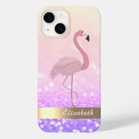 Modern Pink Flamingo Glitzer Bokeh