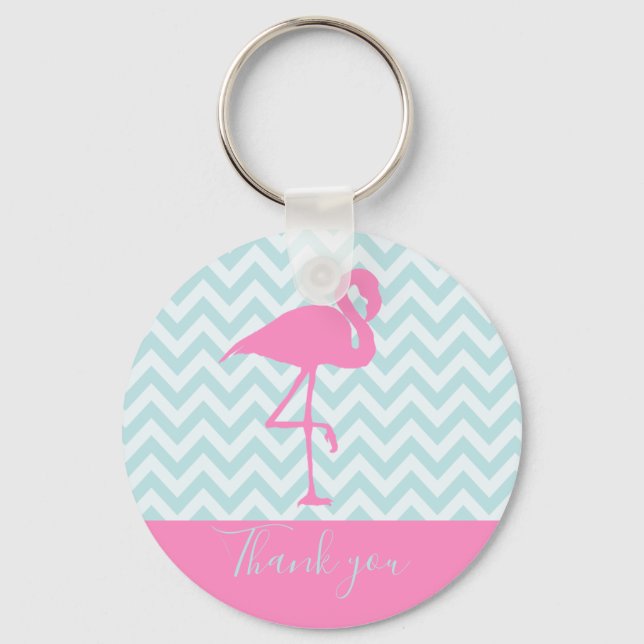 Modern Pink Flamingo, vielen Dank Schlüsselanhänger (Vorderseite)