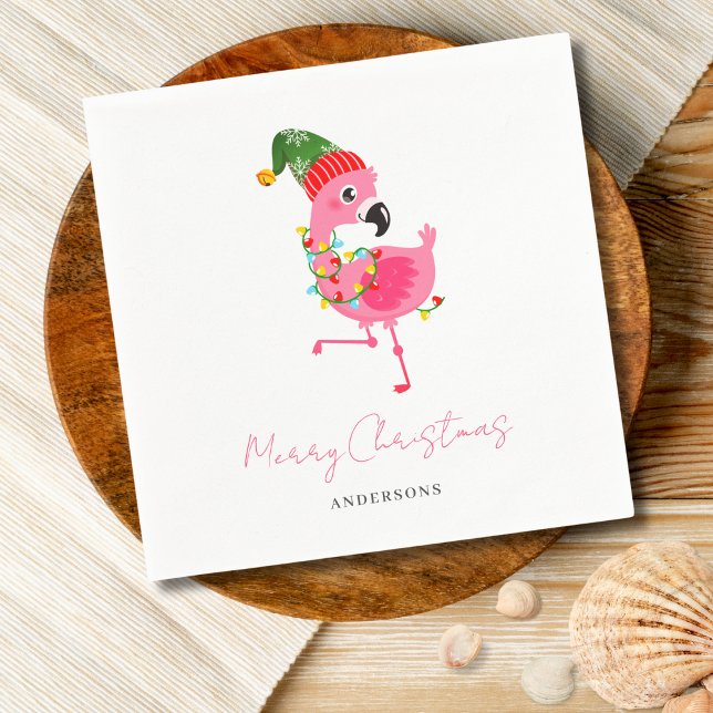 Modern Pink Flamingo Weihnachten Serviette (Von Creator hochgeladen)