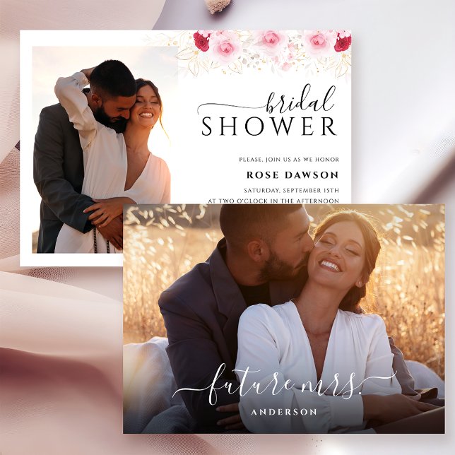 Modern Pink Floral Bridal Shower Invitation Einladung (Von Creator hochgeladen)